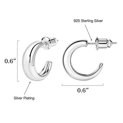 14K Gold Small Hoop Earrings Silver Post Open Hoops Earrings for Women | Hypoallergenic - color: A-Silver
