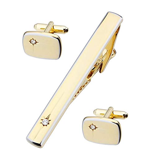 HAWSON 1.5/2inch Tie Clip for Men, Novelty Tie Clip for Men and Boys, Cufflinks and Tie Clip Set for Men - color: D-Gold Crack