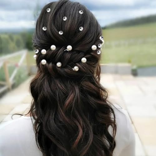 60 Pieces Spiral Rhinestone Hair Studs Gems Twists Coils Hair Clips Diamond Pearl Swirl Hair Pins Crystal Hair Jewels Accessories for Wedding Bridal Prom Party