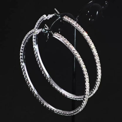 8 PcsCuban Link Chain jewelry sets for Woman with Rhinestone Necklace Bracelet Earrings Bling Diamond chunky Chain Jewelry - color: Silver B, size: 22inch