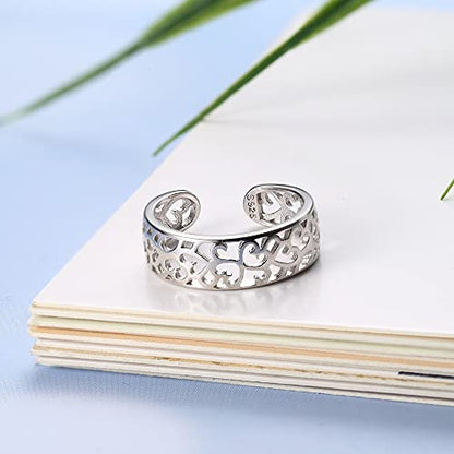MILACOLATO Toe Rings for Women 925 Sterling Silver Adjustable Toe Ring | Adjustable Open Band Toe Rings, Hypoallergenic Ring for Sensitive Skin, Non Tarnished Waterproof Summer Beach Foot Jewelry - color: Flower A