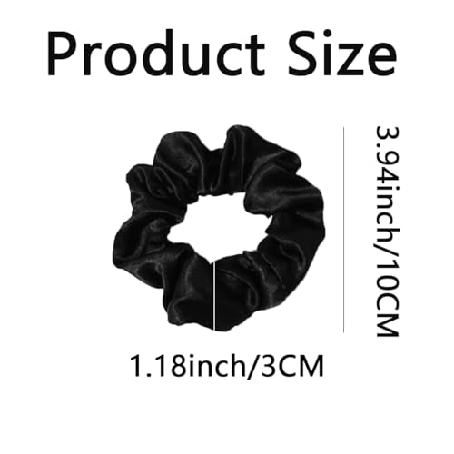 Silk Hair Ties Ponytail Holder Hairs Bow Ropes Elastics Hairtie Accessories Wide 0.8inch on Hair No Damage No Crease for Women Curly Thick Wavy Hair(30Pcs Black) - color: Black