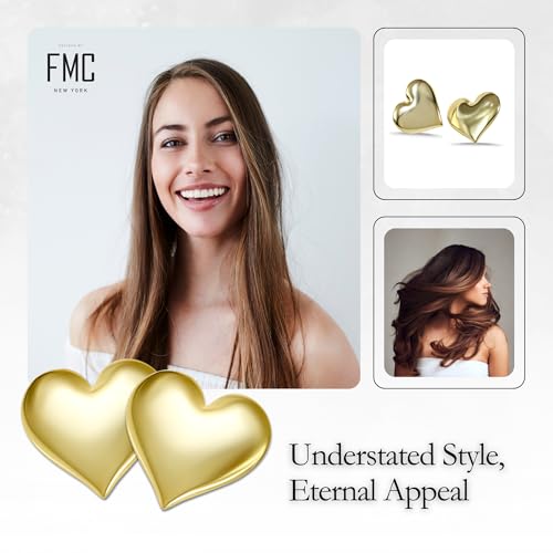 18K Gold Plated Sterling Silver Earrings for Women – Pure & Polished, Twist, Square, Hinged Tube, Abstract & Heart Shape Hoops – Lightweight, Hypoallergenic, Non-Tarnish Jewelry (Sizes: 3x35mm-46x30mm) - color: Gold, size: Heart Shape (25x25mm)