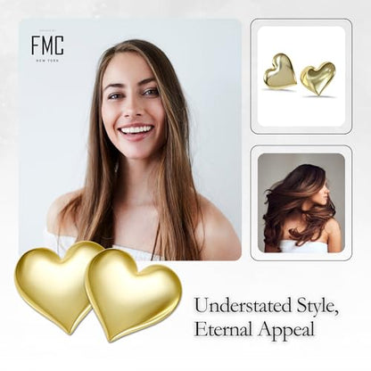 18K Gold Plated Sterling Silver Earrings for Women – Pure & Polished, Twist, Square, Hinged Tube, Abstract & Heart Shape Hoops – Lightweight, Hypoallergenic, Non-Tarnish Jewelry (Sizes: 3x35mm-46x30mm) - color: Gold, size: Heart Shape (25x25mm)