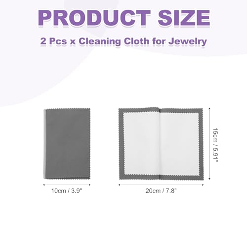 PATIKIL 5.9"x7.9" Jewelry Cleaning Cloth, 2 Pack Double-Sided Fleece Polishing Cloth for Gold, Silver and Jewelry, Dark Gray - color: Dark Gray, size: 5.9"x7.9"