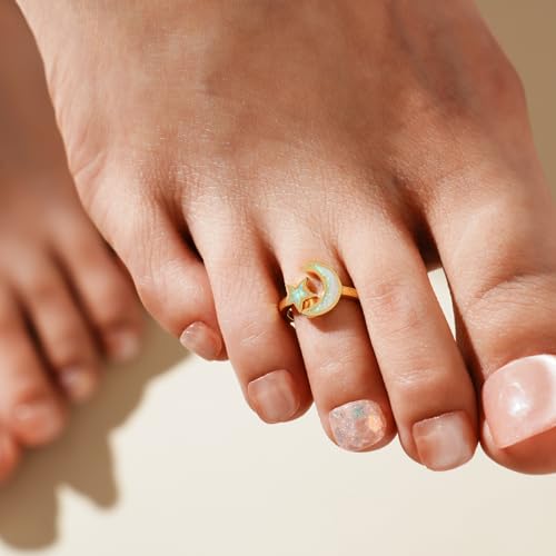 Toe Rings 925 Sterling Silver Toe Rings Adjustable Cross Toe Rings for Women Gold Plated Star Toe Ring Summer Beach Foot Jewelry for Friends - color: 3# 18K Gold Plated Star Toe Ring