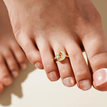 Toe Rings 925 Sterling Silver Toe Rings Adjustable Cross Toe Rings for Women Gold Plated Star Toe Ring Summer Beach Foot Jewelry for Friends - color: 3# 18K Gold Plated Star Toe Ring