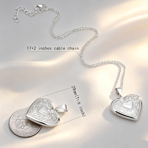 Paialco Heart Shaped Locket Pendant Necklace for Women - color: Silver-Heart