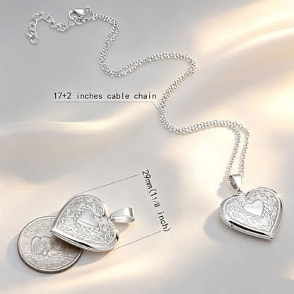 Paialco Heart Shaped Locket Pendant Necklace for Women - color: Silver-Heart