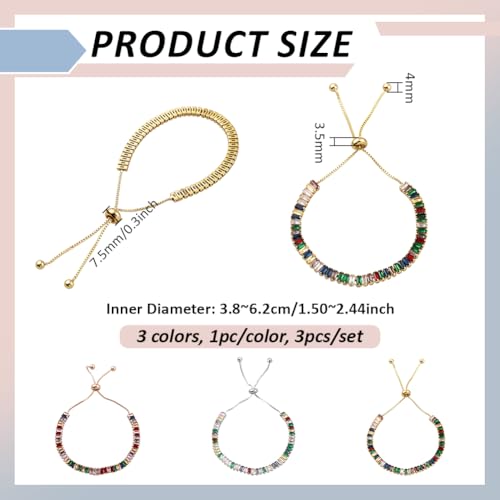 Cuff Bangle Bracelets for Women, Link Chain Bracelets Jewelry Gifts for Women - style: Rainbow Crystal