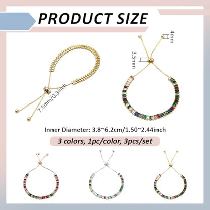 Cuff Bangle Bracelets for Women, Link Chain Bracelets Jewelry Gifts for Women - style: Rainbow Crystal