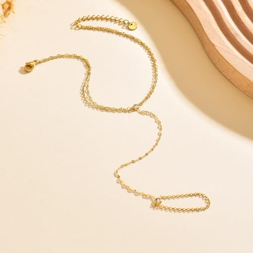 Dainty Cubic Zircon Foot Chain for Women 18K Gold Plated Stainless Steel Adjustable Ankle Bracelet Trendy Paperclip Cross Star Pearl Beach Summer Foot Jewelry Fashion Accessories Gifts for Women - color: Double Layer Lip-GD