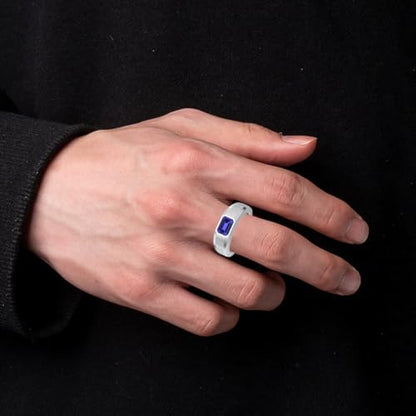 1CT - 3CT Gemstone Signet Pinky Ring - Emerald Cut Gem Pinky Ring White Yellow Rose 10K 14K 18K Gold Sterling Silver Mens Gem Signet Rings for Anniversary Fathers Day - style: Tanzanite