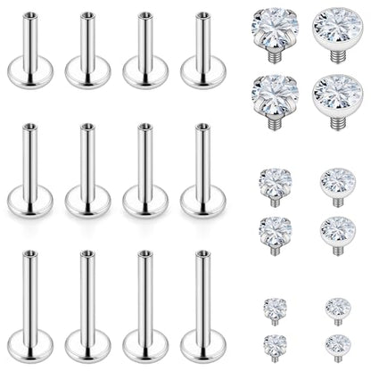 14G Lip Rings Stainless Steel Tragus Helix Conch Piercing Jewelry Snake Bite Piercing Monroe Lip Rings Labret Medusa Cartilage Lobe Earrings Piercing Jewelry Cubic Zirconia 2MM 3MM 4MM - color: 6MM 8MM 10MM-Silver,2mm/3mm/4mm