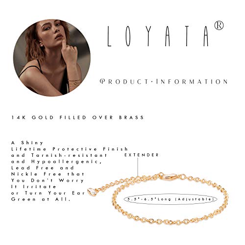 LOYATA Chain Bracelet Gold Link 14K Gold Plated Dainty Pearl Bracelet Simple Jewelry Gift for Women - style: Lip Chain