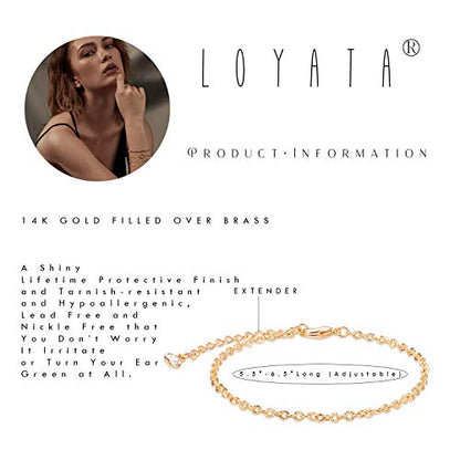 LOYATA Chain Bracelet Gold Link 14K Gold Plated Dainty Pearl Bracelet Simple Jewelry Gift for Women - style: Lip Chain