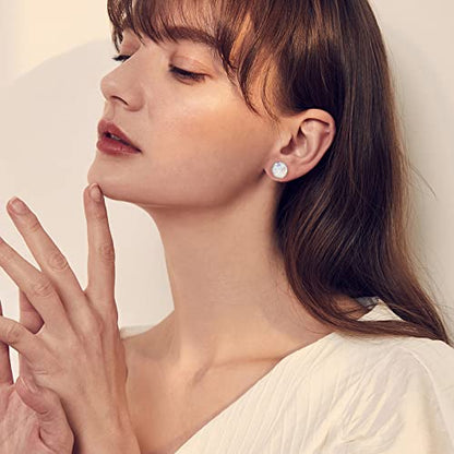 Silver-tone Faux Druzy Stud Earrings，925 Sterling Silver Hypoallergenic Natural Gemstone Earrings for Women Trendy Fashion - color: Blue