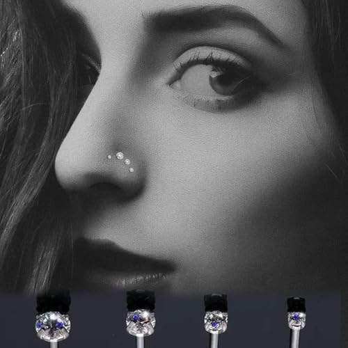 Nose Rings & Studs - 18g, 20g, 22g 14K Gold Bone Nose Studs for Women in Titanium Steel - color: 20g 8pcs Gold Screw Shaped 316L Surgical Steel