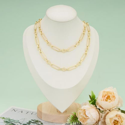 KYUNHOO 5 Meters Light Gold Plated Jewelry Making Chains on Spool | Chunky Iron Jewelry Chain Roll Circle and Paperclip Chain Link for Crafts - color: Paperclip Circle Gold