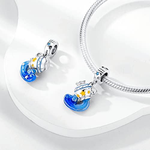Zodiac Sign Charms for Bracelet Necklace 925 Sterling Silver Charms 12 Constellation/Horoscope Star Dangle Birthstone Beads, Birthday Jewelry Gifts for Women Men - color: Zodiac Aquarius(1.20～2.18)