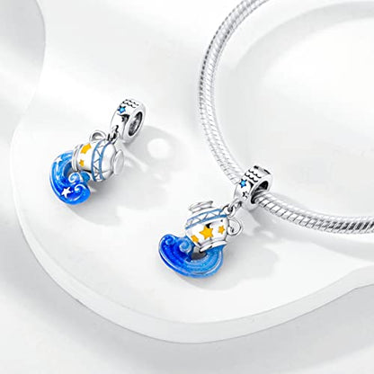 Zodiac Sign Charms for Bracelet Necklace 925 Sterling Silver Charms 12 Constellation/Horoscope Star Dangle Birthstone Beads, Birthday Jewelry Gifts for Women Men - color: Zodiac Aquarius(1.20～2.18)
