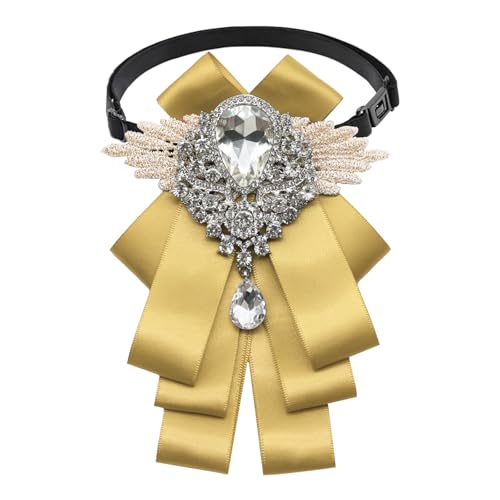 Big Rhinestone Bow Ties，Bowtie Pre-Tied Bowties Men Women | Suit for tuxedo party wedding - color: Gold