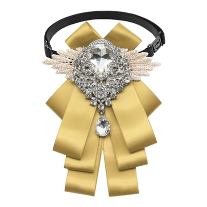Big Rhinestone Bow Ties，Bowtie Pre-Tied Bowties Men Women | Suit for tuxedo party wedding - color: Gold