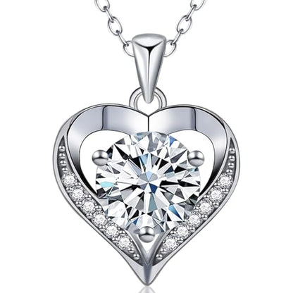 Moissanite Necklace, Women's Diamond Necklace, 'I LOVE YOU' Heart Pendant Necklace, 1-3 Carat Moissanite Pendant, 925 Sterling Silver Electroplated With 18k Gold Necklace, The Best Gift for Wife, Girlfriend, Mother and Daughter. - color: Multi layer neckl