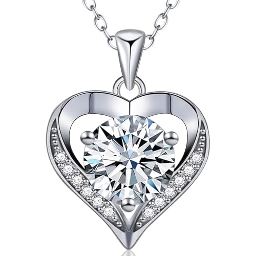 Moissanite Necklace, Women's Diamond Necklace, 'I LOVE YOU' Heart Pendant Necklace, 1-3 Carat Moissanite Pendant, 925 Sterling Silver Electroplated With 18k Gold Necklace, The Best Gift for Wife, Girlfriend, Mother and Daughter. - color: Multi layer neckl
