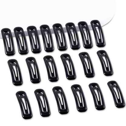 20 PCS Small Rectangle Hair Barrettes For Women Non Slips Snap Clips For Thin Fine Hair,Bright Black,1.97 x 0.55Inch - color: Bright Black