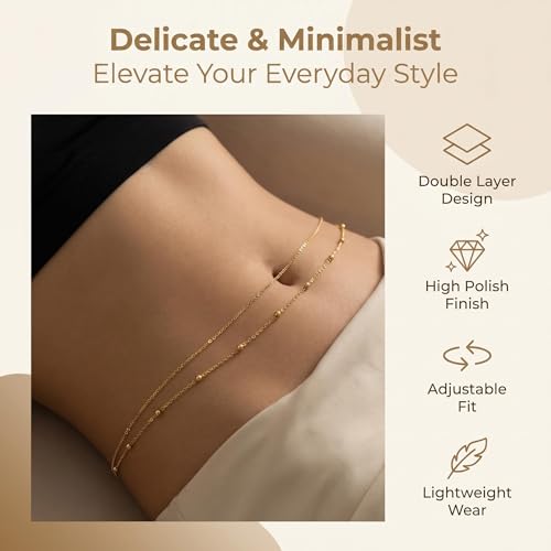 Layered Belly Waist Chain for Women - color: Gold