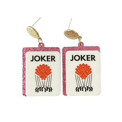 Mahjong Earrings Funny Acrylic Geometric Chinese Mahjong Tile Earrings for Women Mahjong Lovers Jewelry - color: turkey