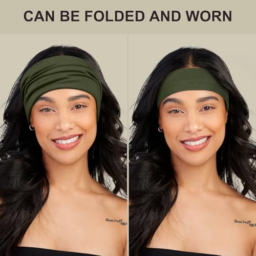 DiyJibb Headbands for Women, 7PCS Wide Cloth Hair Bands for Workout, Yoga, Skincare & Daily Wear, Soft & Stretchy - color: Black, red, blue, olive green, yellow, light pink