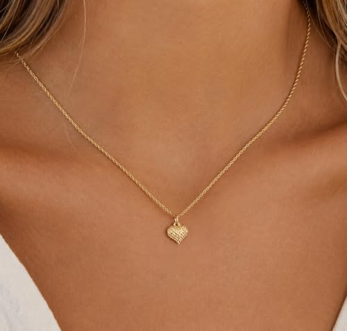 Gold Puffed Heart Charm - 14/10 Karat Gold - High Polish Diamond-Cut Pendant - 3D Jewelry - Great for Gifts - size: Small