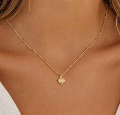 Gold Puffed Heart Charm - 14/10 Karat Gold - High Polish Diamond-Cut Pendant - 3D Jewelry - Great for Gifts - size: Small