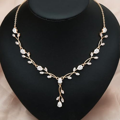 CSY Elegant Bridal Jewelry Sets Clear Cubic Zirconia Wedding Necklace Earrings Bracelet Set for Birdes Bridesmaids CZ Prom Jewelry - color: Rose Gold-Necklace Earrings Bracelet