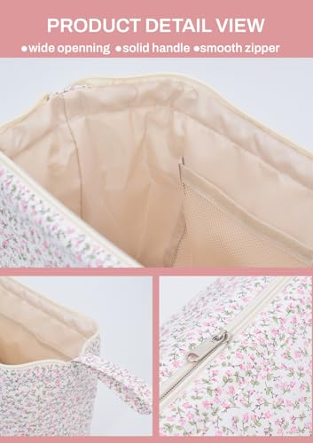 TeeYee Nylon Hair Tools Travel Bag for Dyson Airwrap Quilted Toiletry Bag | Travel Storage Bag for Shark Flexstyle/Curling Iron,Water-repellent,Wide-open,Well-structured,Heat-safe lining,001pinkflower - color: Pinkflower