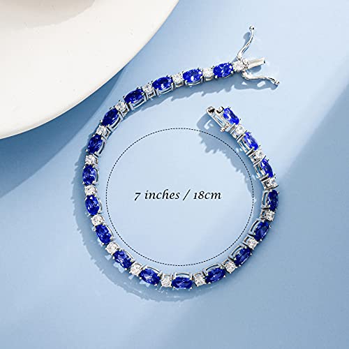 FANCIME Glamour Radiance Sterling Silver Birthstone Tennis Bracelets 7" | Charm Fine Jewelry Birthday Gifts for Women - color: Sapphire