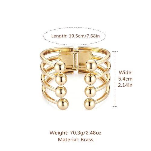 HZMAN Chunky Gold Cuff Bracelets for Women Thick Wide Bangle Bracelet Hammered Open Hinge Wrist Cuff Bracelet Jewelry Gift - color: 20.Beaded Cuff Bangle for Women