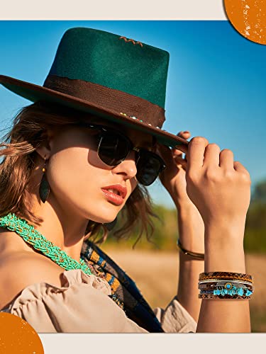 Inbagi 3 Pcs Bohemian Bracelet for Women Cowboy Chic Faux Leather Cuff Bracelet Multi Layer Western Jewelry Crystal Wristbands (Cool) - style: Cool