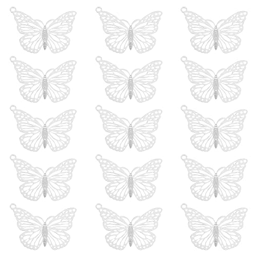 UNICRAFTALE Butterfly Flower Charms Stainless Steel Charms Back Bezel Pendants Metal Charms Animal Charms for DIY UV Resin Pressed Flower Crafts Necklace Bracelet Jewelry Making - style: Butterfly Charm