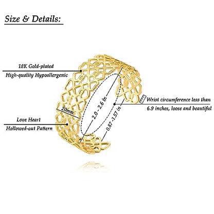 PERNNLA PEARL Dainty Gold Bar Bracelet for Women Simple Delicate Thin Cuff Bangle Hook Bracelet 18K Gold Plated Handmade Minimalist Jewelry - color: 16.Love Heart