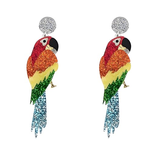 Cute Acrylic Tropical Fish Earrings Creative Parrot Hornbill Drop Dangle Earrings Stylish Animal Statement Earrings Daily Wear Jewelry for Women - color: Parrot