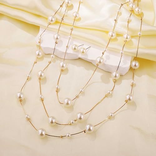 HUASAI Boho Necklaces for Women Dainty Layered Choker Necklace Bohemian Turquoise Necklace Statement Jewelry Western Cowgirl Country Concert Outfits Accessories - color: Z2-Pearl