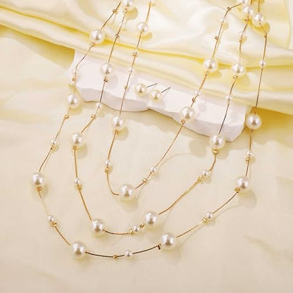 HUASAI Boho Necklaces for Women Dainty Layered Choker Necklace Bohemian Turquoise Necklace Statement Jewelry Western Cowgirl Country Concert Outfits Accessories - color: Z2-Pearl