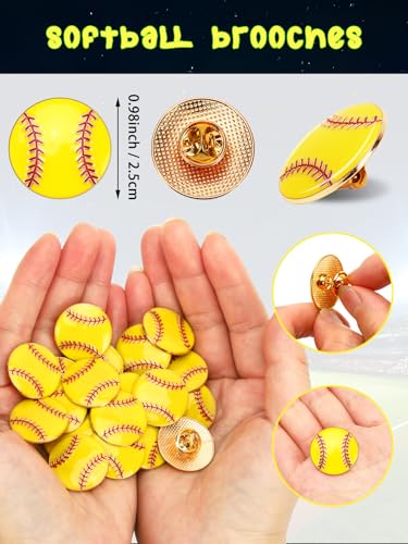 JUNEBRUSHS 28pcs Softball Enamel Pins Sports Lapel Pins for Softball Lovers Party Birthday Themed Party Decorations Supplies Favors Backpack Hat Decor Accessories - style: Softball Style