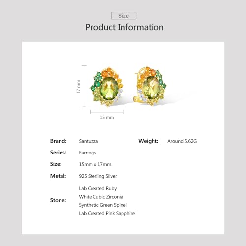Santuzza Sterling Silver Gemstone Flower Earrings for Women - color: [A]Sunflower-Green