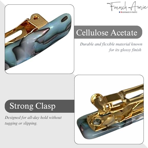French Amie Bar Gray Magma Small 2 1/4 Inch Hair Clip Barrette | Handmade Cellulose Acetate Automatic Clasp For Women Girls Teens Everyday Style - color: Gray Magma