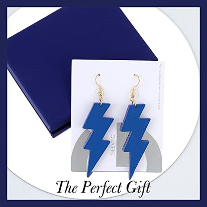 KINIVA Leather Dangle Earrings for Women Trendy, Lightweight Leaf Circle Lightning Earrings Drop, Jewelry Gifts for Women - color: 155 Blue