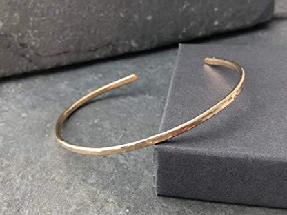 Gold Fill Hammered Thin Cuff Stacking Bracelet